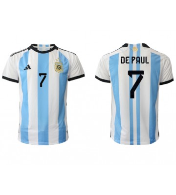 Maillot de foot Argentine Rodrigo de Paul #7 Domicile Monde 2022 Manches Courte